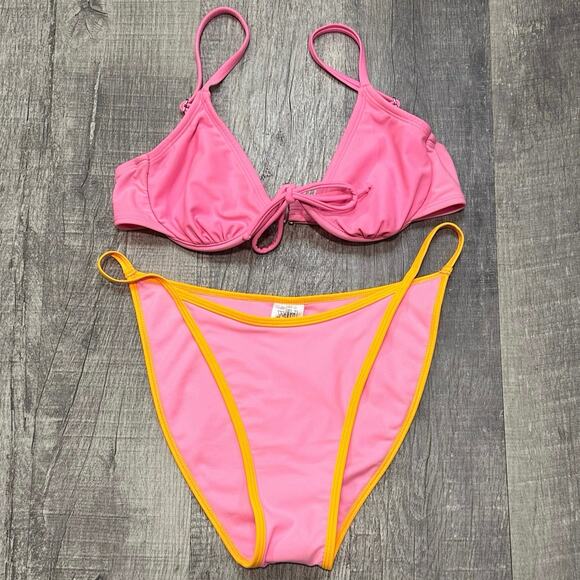 Malibu Bikini Swimsuit Wild Fable NEW High Cut Swim Bottom M & Underwire Top S - Picture 1 of 6